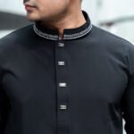 Panjabi-China Stice Fabric- Black - Image 2